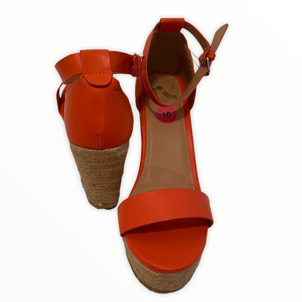 Report Orange Ankle Strap Wedges